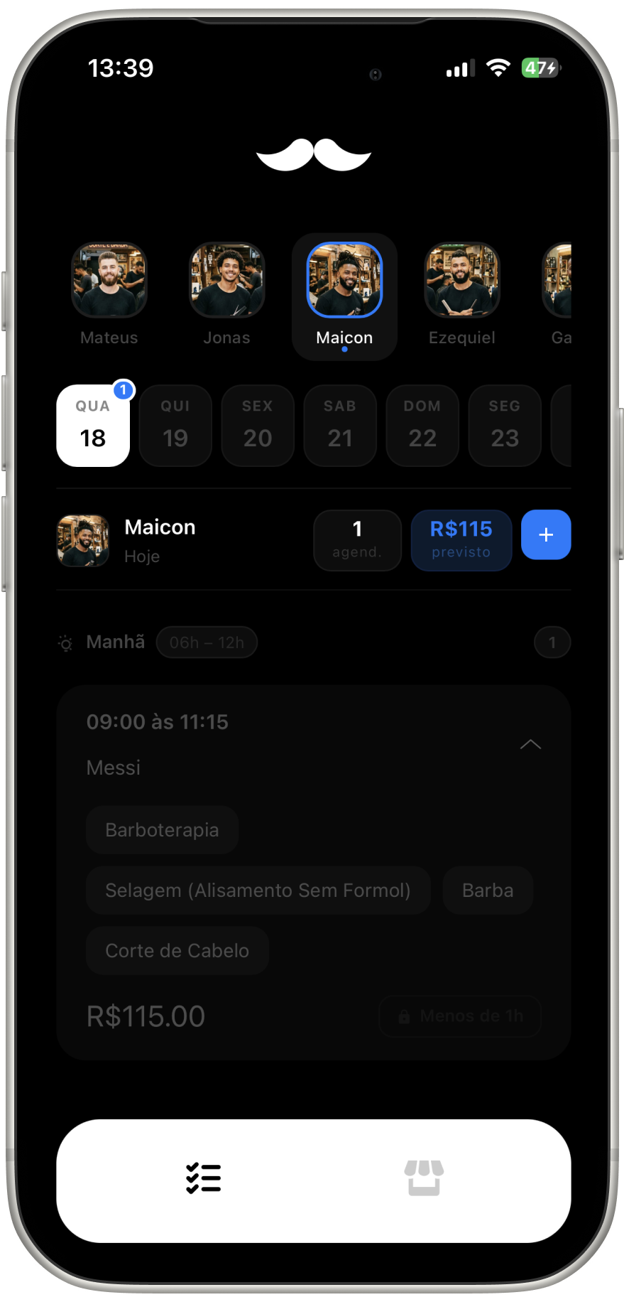 Tela de agendamento online do SMARTMAN — agenda para barbearia